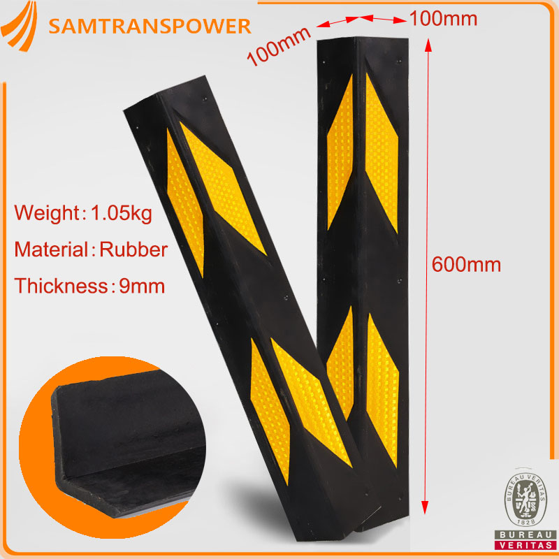 Black & Yellow Rubber Square Angle Wall Corner Protector L600W100T9mm